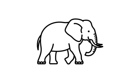 Elephant outline graphic isolated white background