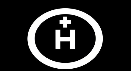 Geometric healthcare symbol on black background