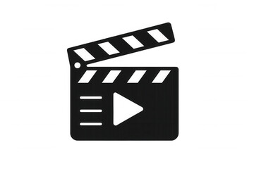 Clapperboard vector icon presenting video production, movie making, and film industry concepts with play button symbol