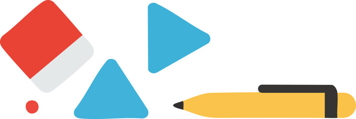 Office stationery set against a white background in flat vector style