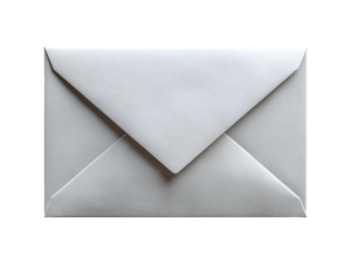 A delicate white envelope sealed and viewed diagonally, featuring a subtly textured paper surface that suggests high quality or artisanal stock.