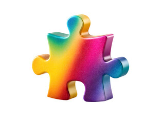 Obraz premium A vibrant, single jigsaw puzzle piece featuring a rainbow gradient and a slightly textured/satin finish, with soft, rounded edges.