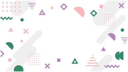パステルカラーの幾何学模様フレーム背景｜Geometric Pastel Frame Background, 抽象デザイン, 配置スペースあり, 白背景, バナー用素材, ソフトカラー