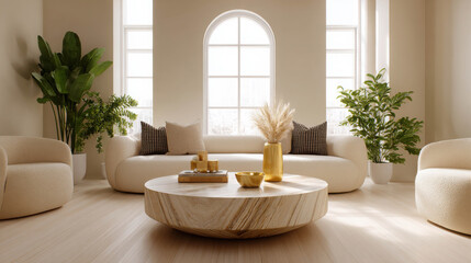 Minimalist Interior Design with Luxurious Galaxy Inspired Elements in a Bright and Airy Living Space