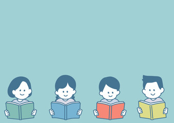 本を読む子供たちの背景イラスト