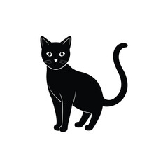 Stylized Black Cat Silhouette with White Accents – Minimalist Vector Illustration