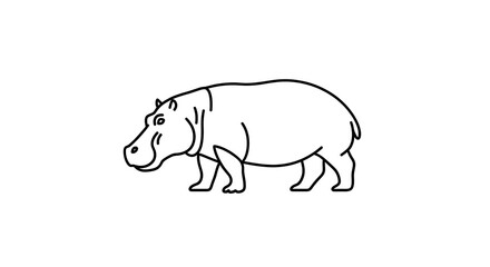 Fototapeta premium Hippopotamus outline illustration isolated