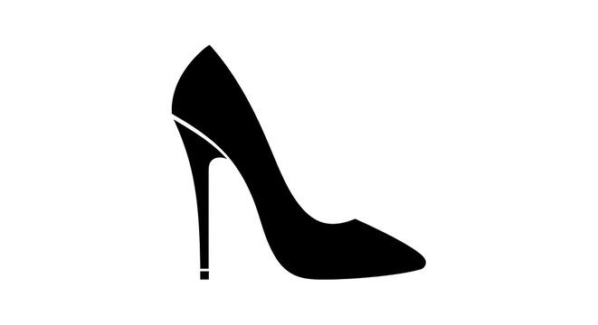 High heel shoe silhouette isolated white background