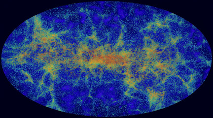 우주배경 복사를 보여주는 초현실적 일러스트-A surreal illustration showing the cosmic background radiation