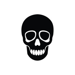 Classic Skull Silhouette for Halloween and Danger Icons