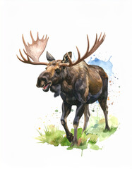 A moose with a large antler on its head