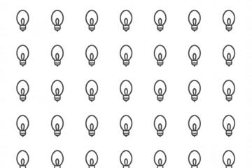 Light bulb icon pattern background on transparent grid, illustrating creative idea, thinking, and innovation