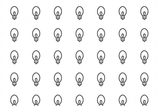 Light bulb icon pattern background on transparent grid, illustrating creative idea, thinking, and innovation