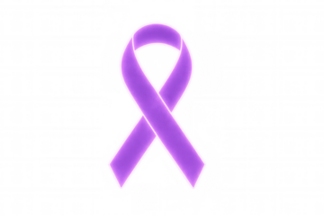 Purple awareness ribbon illustrating support for various causes and conditions. Transparent background for versatile use in designs