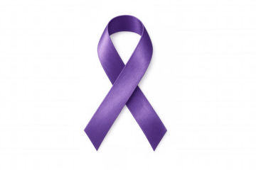 Purple awareness ribbon symbolizing support, charity, and public health campaigns on a transparent background