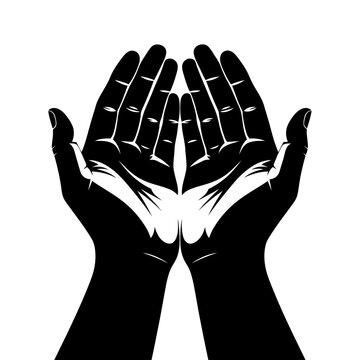 Open hands cupped upwards, , symbolizing offering, prayer, or receiving