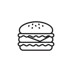 Minimalist Outline Delicious Burger with Cheese Layer Fast Food Icon