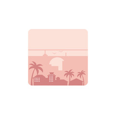 Flat Minimalist Style Los Angeles Skyline Silhouette Palm Tree Illustration