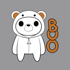 Halloween Bear Costume with Bold 'BOO' Design