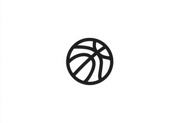 A black outline of a basketball, featuring classic curves and lines. It symbolizes sports, teamwork, and competition. Ideal for banners and promotions related to basketball events.