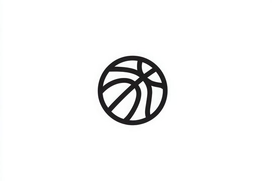 A black outline of a basketball, featuring classic curves and lines. It symbolizes sports, teamwork, and competition. Ideal for banners and promotions related to basketball events.