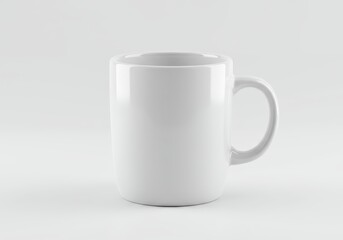 Fototapeta premium White ceramic mug on a light gray background.