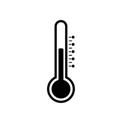 Black and white illustration of a thermometer showing a high temperature