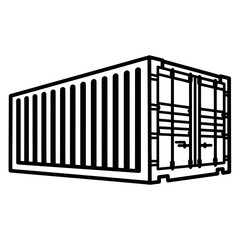 Fototapeta premium A simple black and white line drawing of a shipping container