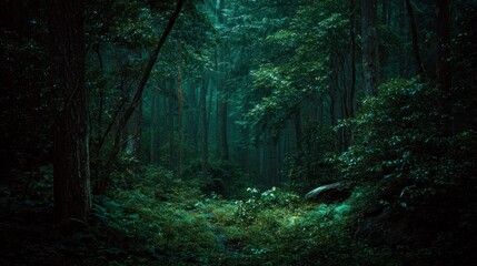 Fototapeta premium Dark forest landscape image