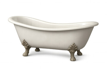 Vintage clawfoot bathtub with antique ornate legs, representing luxury, relaxation, and classic bathroom design