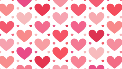 A vibrant heart pattern design in a flat style, featuring bold and colorful hearts of varying sizes, arranged in a seamless and cohesive manner, with clean lines, With png Transparent