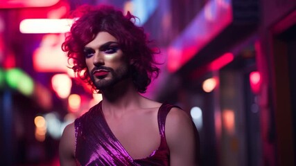 Non-binary LGBTQ person on a street at night They/Them pronoun