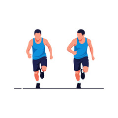 Two Men Running with Determination and Focus.