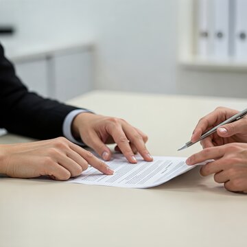 Business Professionals Reviewing Contract Document at Office
