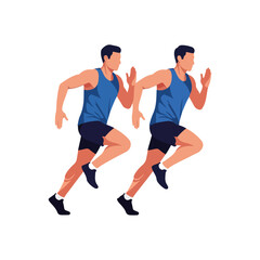 Two athletes running together in a race competition.