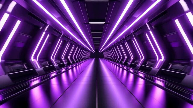 Purple neon tunnel corridor