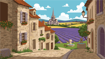 Charming Medieval French Village Surrounded by Lavender Fields