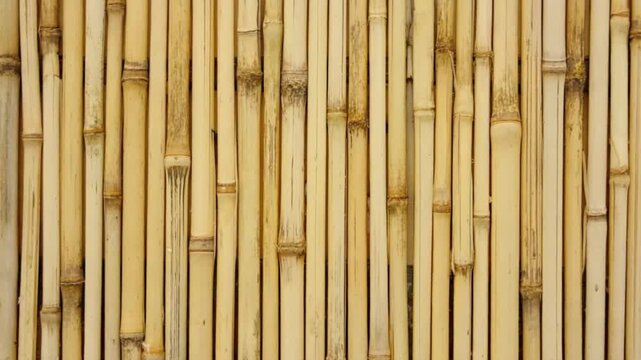 Close up of a bamboo wall with natural light creating a textured and organic background look nature texture background video