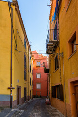 Fototapeta premium Bosa colorful city buildings in Sardinia, Italy