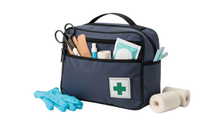 First Aid Kit Filled With Medical Supplies.