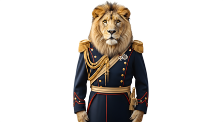Lion in military uniform majestic powerful regal.