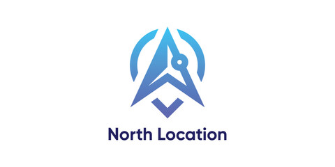 North Location Logo – Modern Compass Navigation and GPS Direction Symbol