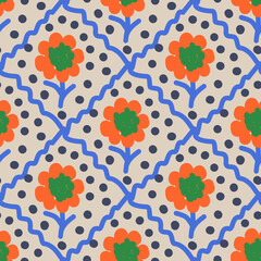 seamless pattern with colorful flowers