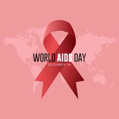 Red Ribbon as a symbol for World AIDS day December 1st banner illustration