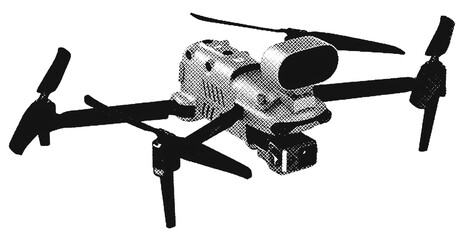 Drone FPV Line Stroke. Halftone R1003