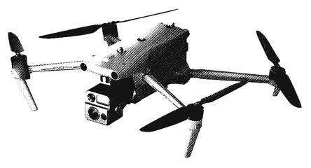 Drone FPV Line Stroke. Halftone R1002