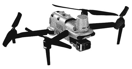 Drone FPV Line Stroke. Halftone R1001