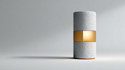 Modern Cylindrical Lamp of Concrete and Gold / コンクリートとゴールドのモダンな筒形ランプ