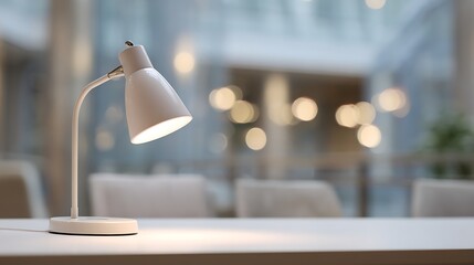 Small Desk Lamp Illuminating a Cafe Table / カフェのテーブルを照らす小さなデスクランプ