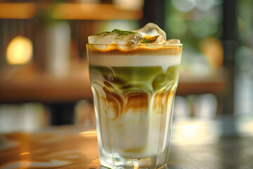 iced matcha espresso marble latte